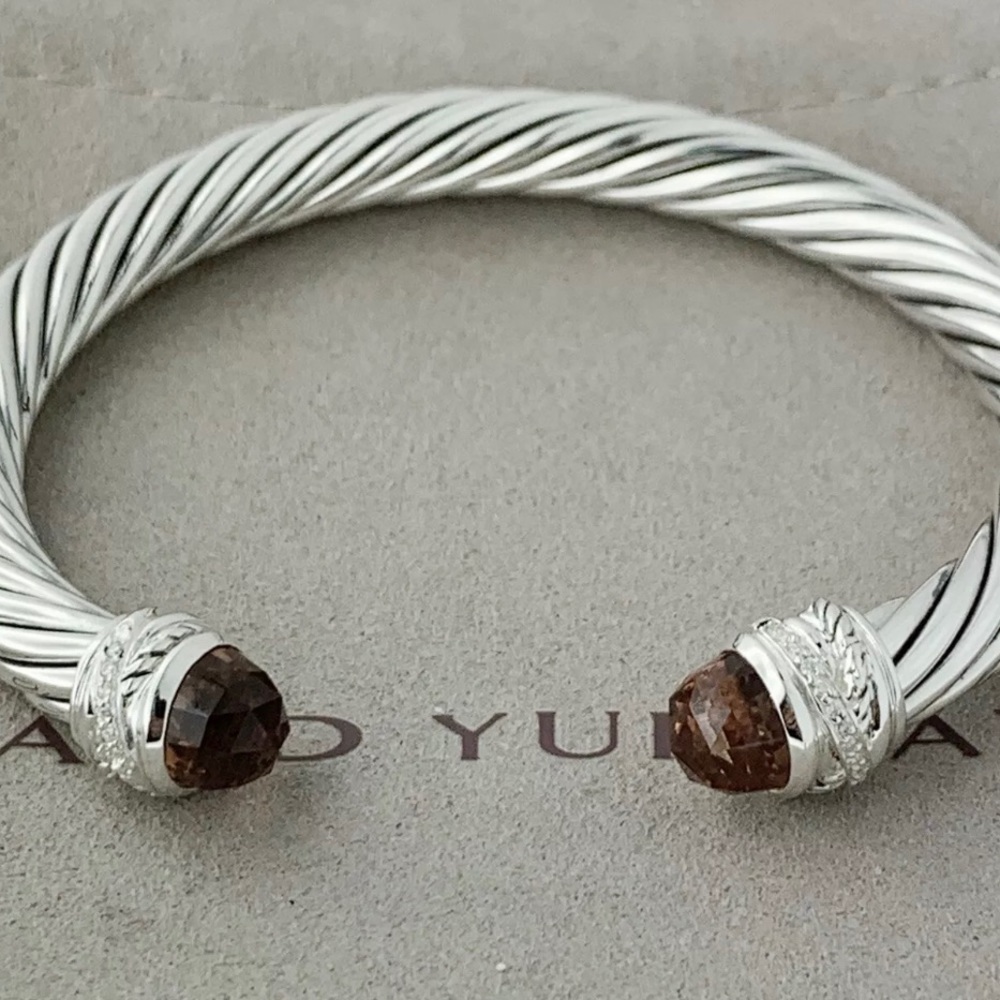 David Yurman SS Morganite Diamond 7mm Bracelet